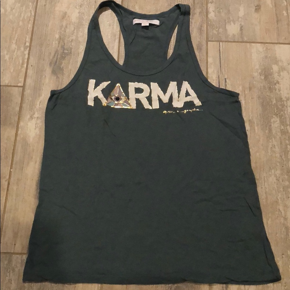 Never worn Spiritual Gangster Green/gold Tank